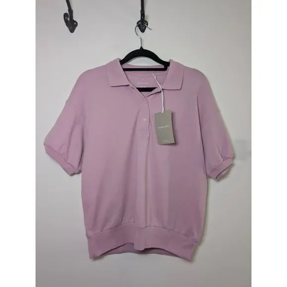 Everlane NWT Organic Cotton Polo Big Mauve Minimalist Preppy Small Quiet Luxury - Picture 2 of 7